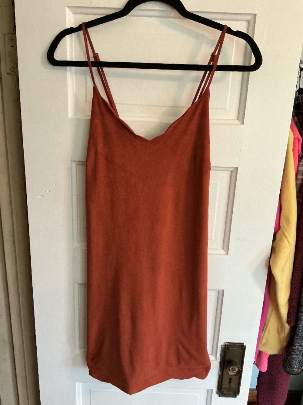 Alythea Rust Faux Suede Strappy Open Back Mini Dress Size Medium